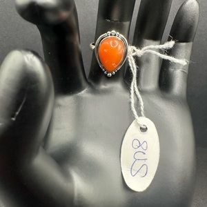 Sterling silver carnelian ring